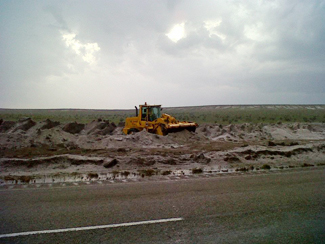 Amarillo District TxDOT crews clear hail and mud blocking US 287 south of Dumas