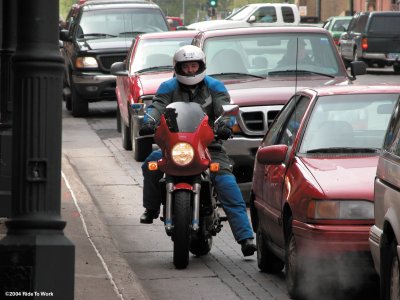 The lack of clear policy on filtering and lane-splitting could use AMA attention in Texas. Photograph courtesy of RidetoWork.org.