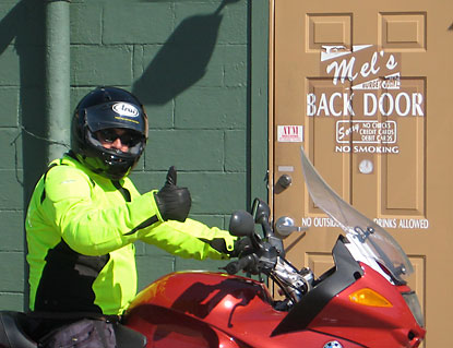 Motorbike Mike McMahan ready for his 10 BEST Burger Quest