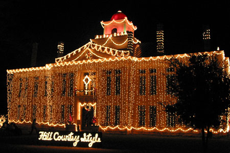 Blanco County Courthouse dressed up for the season. Photo by Tom Wiley.